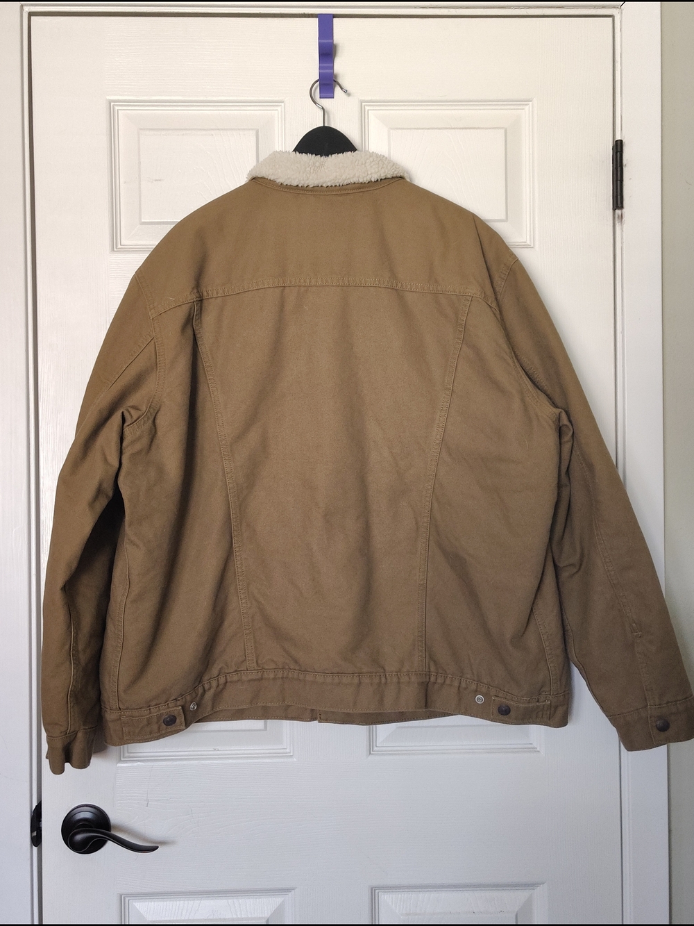 Levi's Brown Sherpa-Lined Canvas Trucker Jacket XXL - Picture 2 of 4